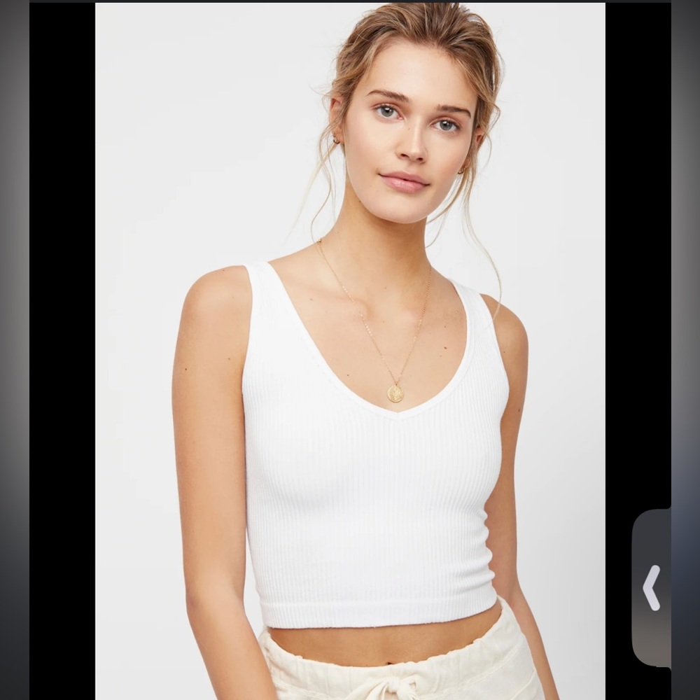 Free People- Thick Ribbed Crop Tank- Sz M/L- Lt Blue/Lt Grey